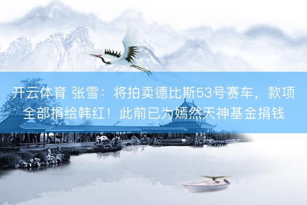 开云体育 张雪：将拍卖德比斯53号赛车，款项全部捐给韩红！此前已为嫣然天神基金捐钱
