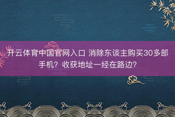 开云体育中国官网入口 消除东谈主购买30多部手机？收获地址一经在路边？