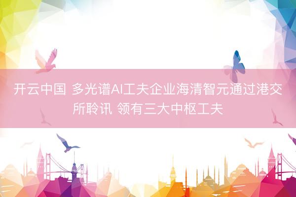 开云中国 多光谱AI工夫企业海清智元通过港交所聆讯 领有三大中枢工夫