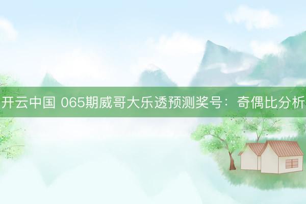 开云中国 065期威哥大乐透预测奖号：奇偶比分析