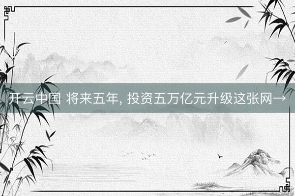 开云中国 将来五年， 投资五万亿元升级这张网→