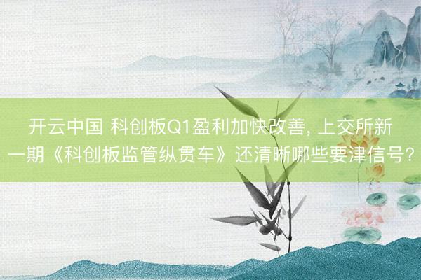 开云中国 科创板Q1盈利加快改善， 上交所新一期《科创板监管纵贯车》还清晰哪些要津信号?