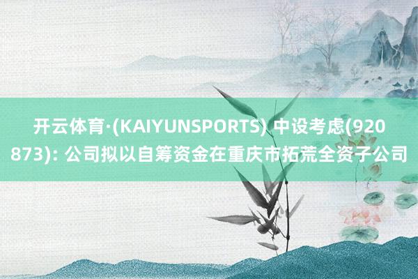 开云体育·(KAIYUNSPORTS) 中设考虑(920873): 公司拟以自筹资金在重庆市拓荒全资子公司